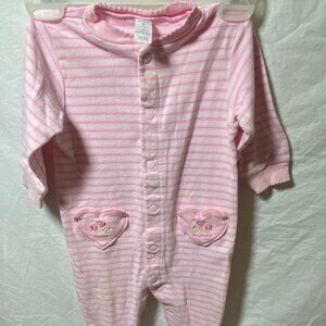 Carter's Pink & Pink Stripe Sleeper w/ Heart Sweet Princess Pockets